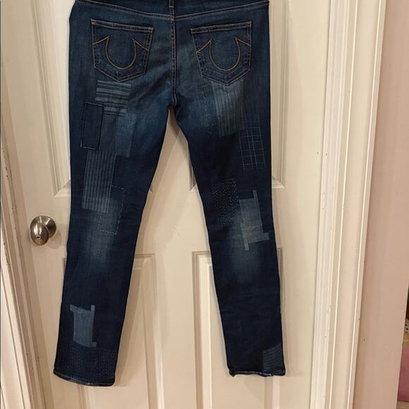 NWOT True Religion Cora Straight Leg Patched Jeans Size 29 - Picture 9 of 15